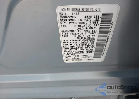 2013 Nissan Rogue Sv из США, поврежденный, VIN JN8AS5MV8DW129046